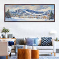 a living room with a painting on the wall