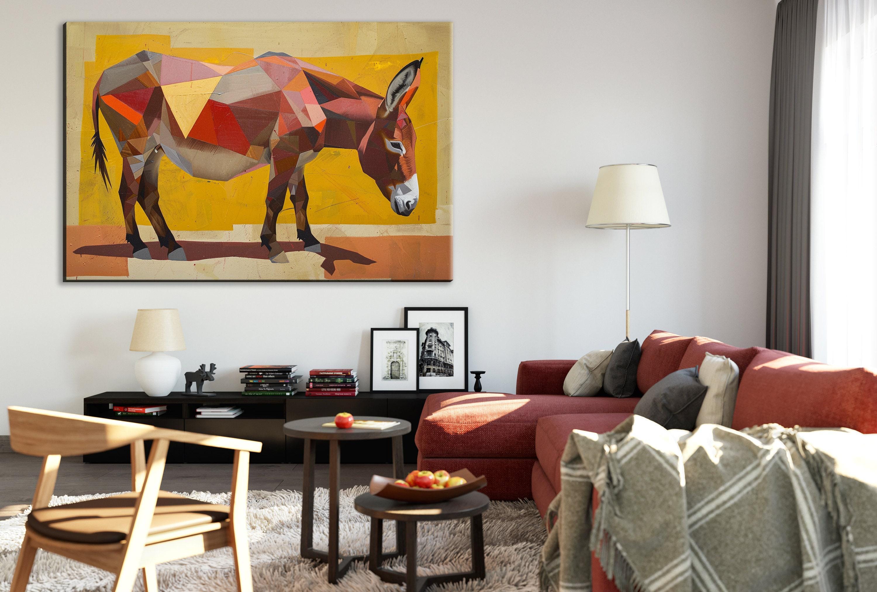 Minimalist Donkey Canvas – Rustic Texas Art | Large Gallery Wrapped Print