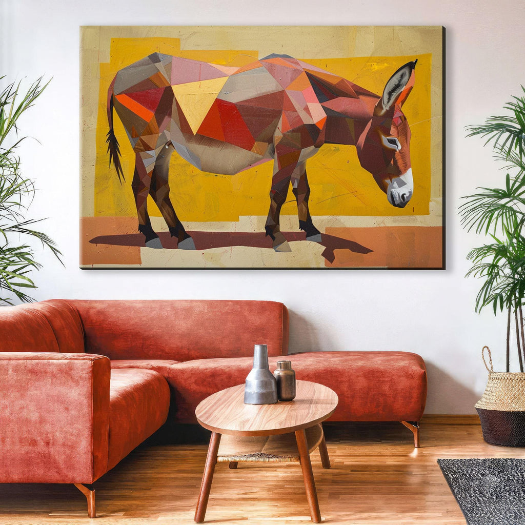 Minimalist Donkey Canvas – Rustic Texas Art | Large Gallery Wrapped Print