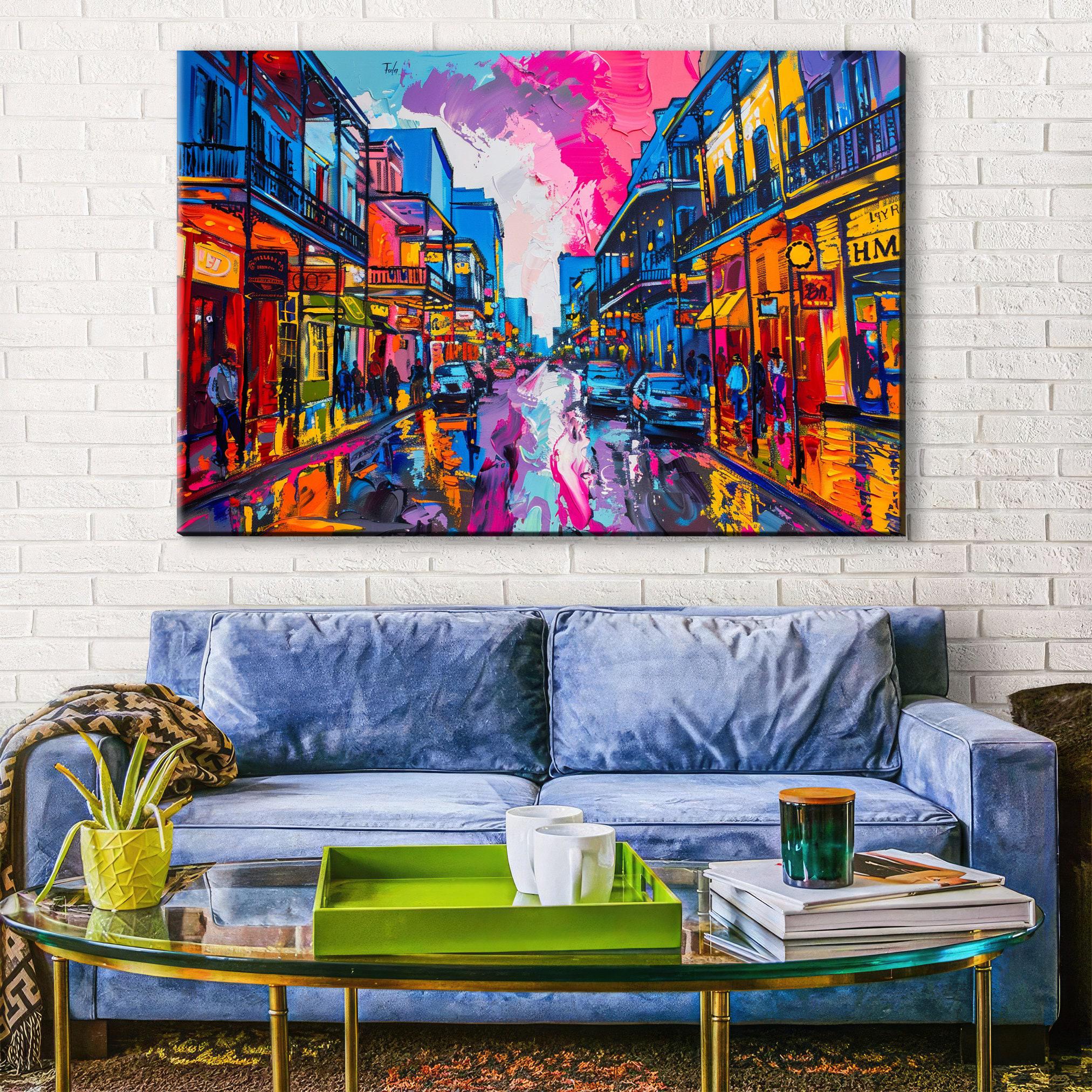 New Orleans Pop Art - French Quarter Art on Gallery Wrapped Canvas, Extra Large Ready to Hang