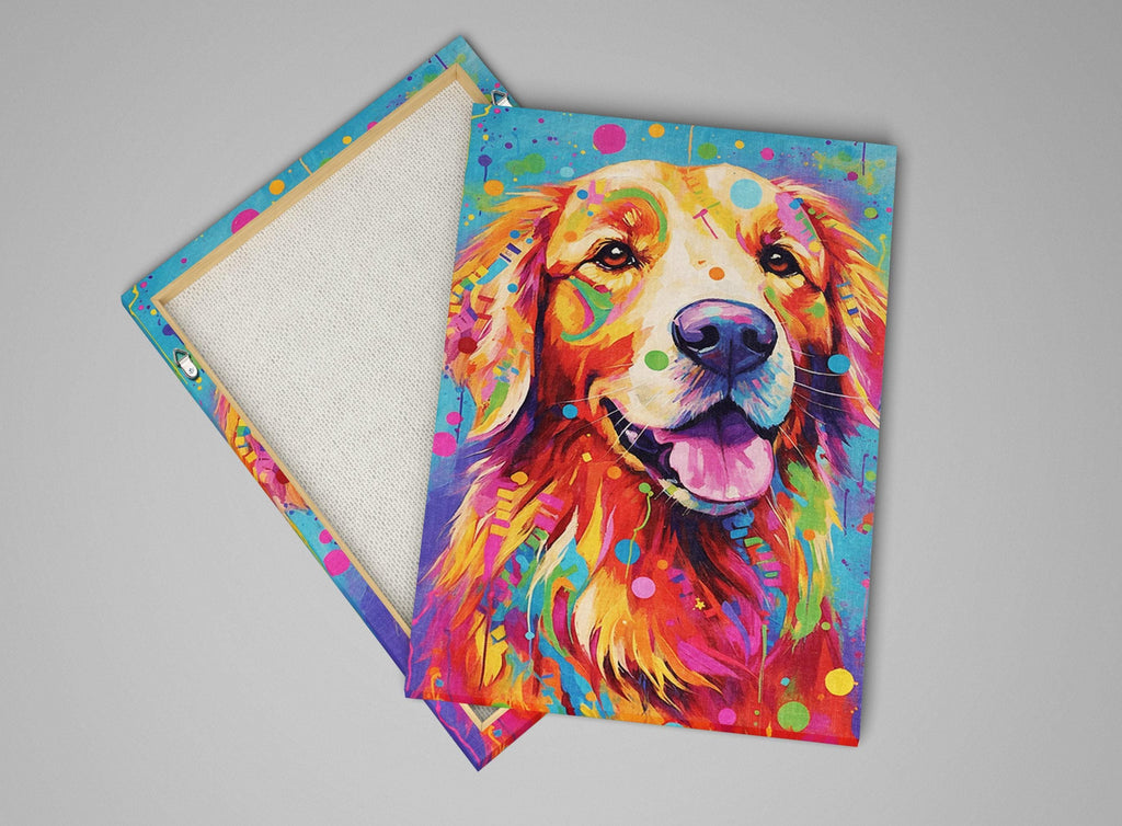 Golden Retriever Canvas Art | Dynamic Dog Painting on Large Gallery Ready Canvas