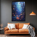 a living room with a couch and a painting on the wall