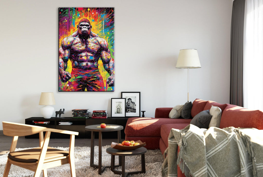 Muscle Gorilla Art - Large Canvas Art | Gallery Wrapped Bodybuilder Gym Print