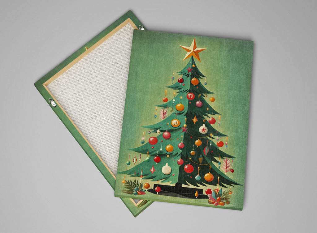 Mid-Century Modern Art - Christmas Tree Art Print on Gallery Wrapped Canvas, Extra Large
