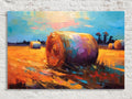 Hayfield Farm Landscape Art - Autumn Harvest Canvas | Large Rustic Wall Decor