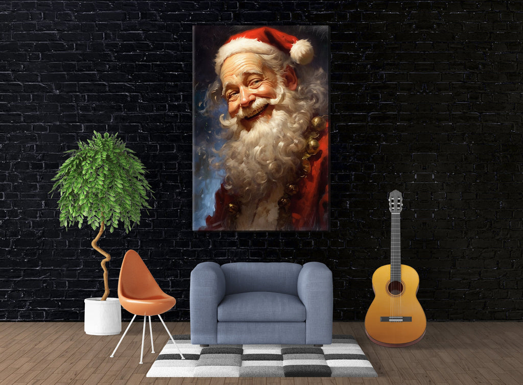 Vintage Santa Claus | Classic Santa Painting on Gallery Wrapped Canvas - Large Giclee Print