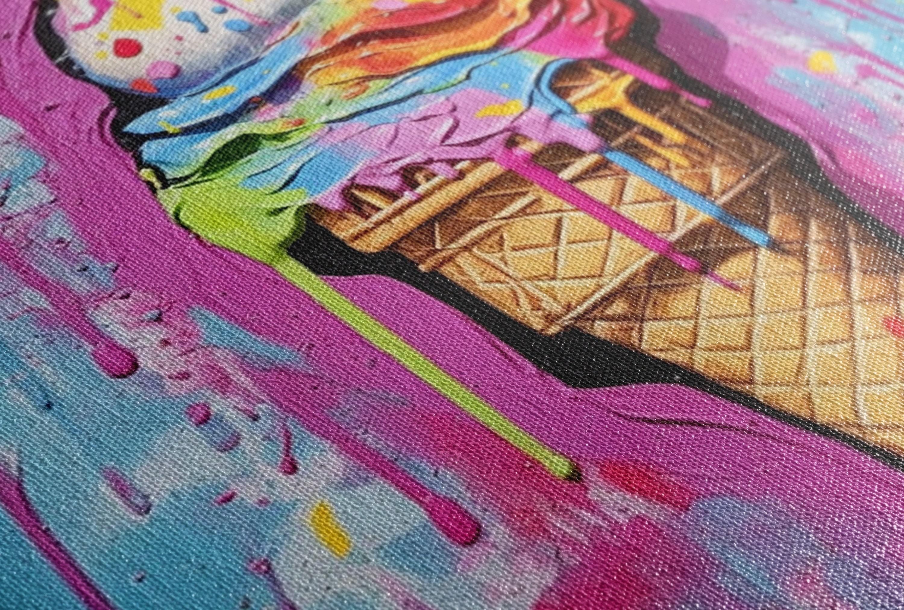 Ice Cream Pop Art - Large Canvas Print | Vibrant Colorful Ice Cream Cone Art