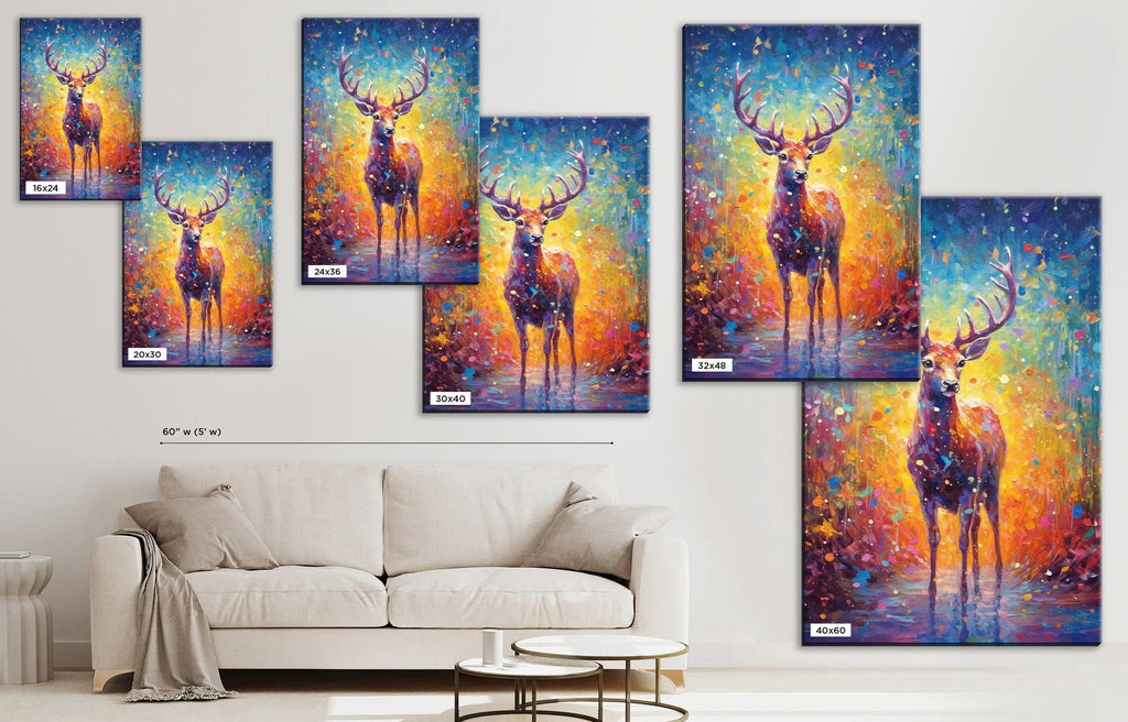 Baby Christmas Reindeer - Festive Reindeer Art on Gallery Wrapped Canvas for Holiday Wall Decor
