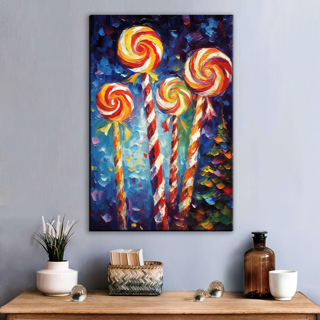 Christmas Candy Art – Retro Christmas Canvas | Gallery Wrapped Holiday Wall Decor