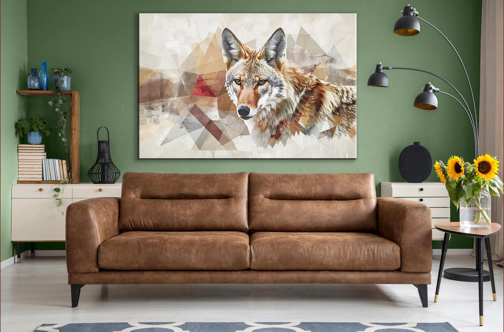 Minimalist Desert Coyote | Large Canvas Art - Modern Chic Gallery Wrapped Print