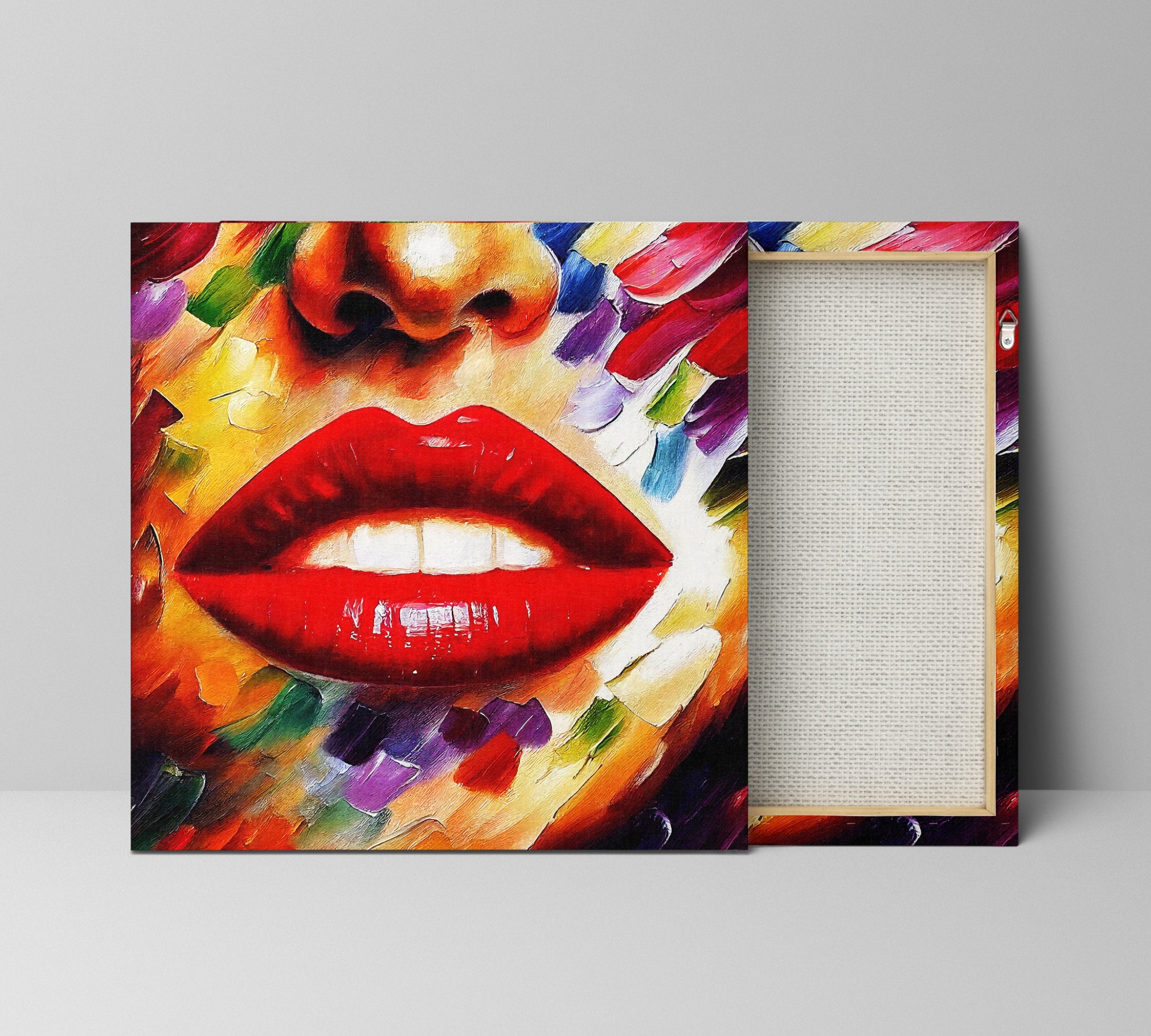 Red Lips Canvas Print - Vibrant Wall Decor With Colorful Lips Art Reproduction