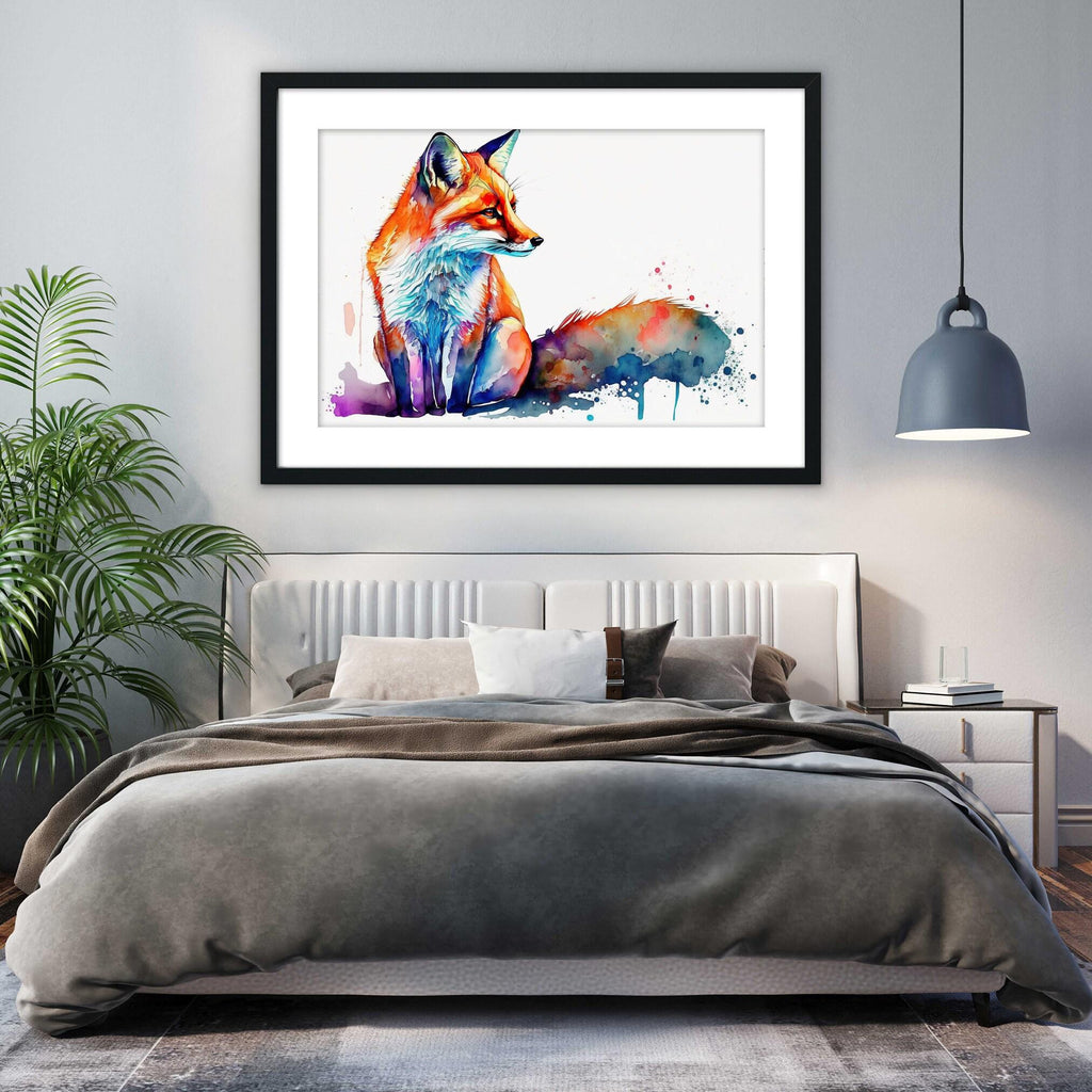 Fox Elegance: Watercolor Fox Wall Art Print, Giclee Print on Canvas, Artist Paper, Watercolor Paper, Available in Extra Large Sizes