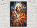 Virgin Mary Canvas Art – Large Gallery Wrapped Canvas with Soft Hues & Wood Frame