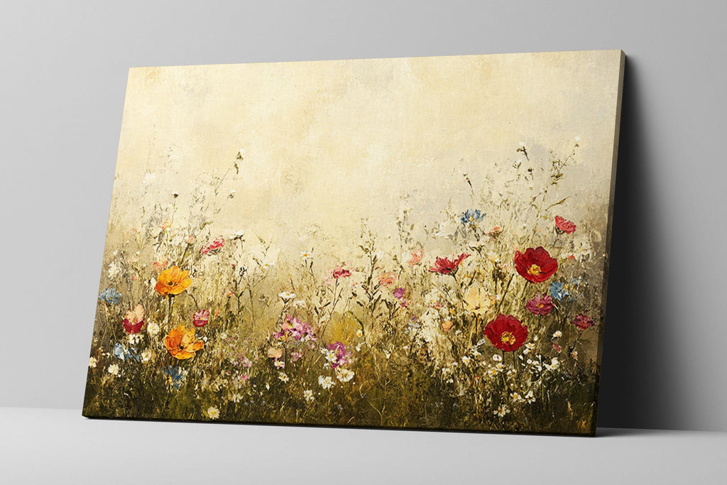 Vintage Wildflower Canvas | Framed Wall Art | Classic Vintage Artwork with Soft Muted Tones