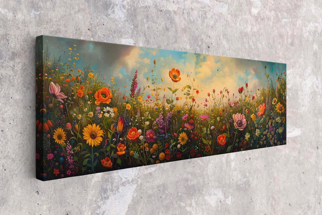Wildflower Panoramic Canvas – Extra Large Boho Wall Art | Gallery Wrapped, Ready to Hang