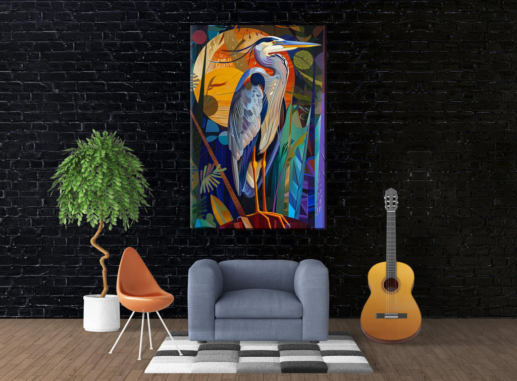 Blue Heron Wall Art – Large Canvas Art | Gallery Wrapped Canvas With Real Wood Frame