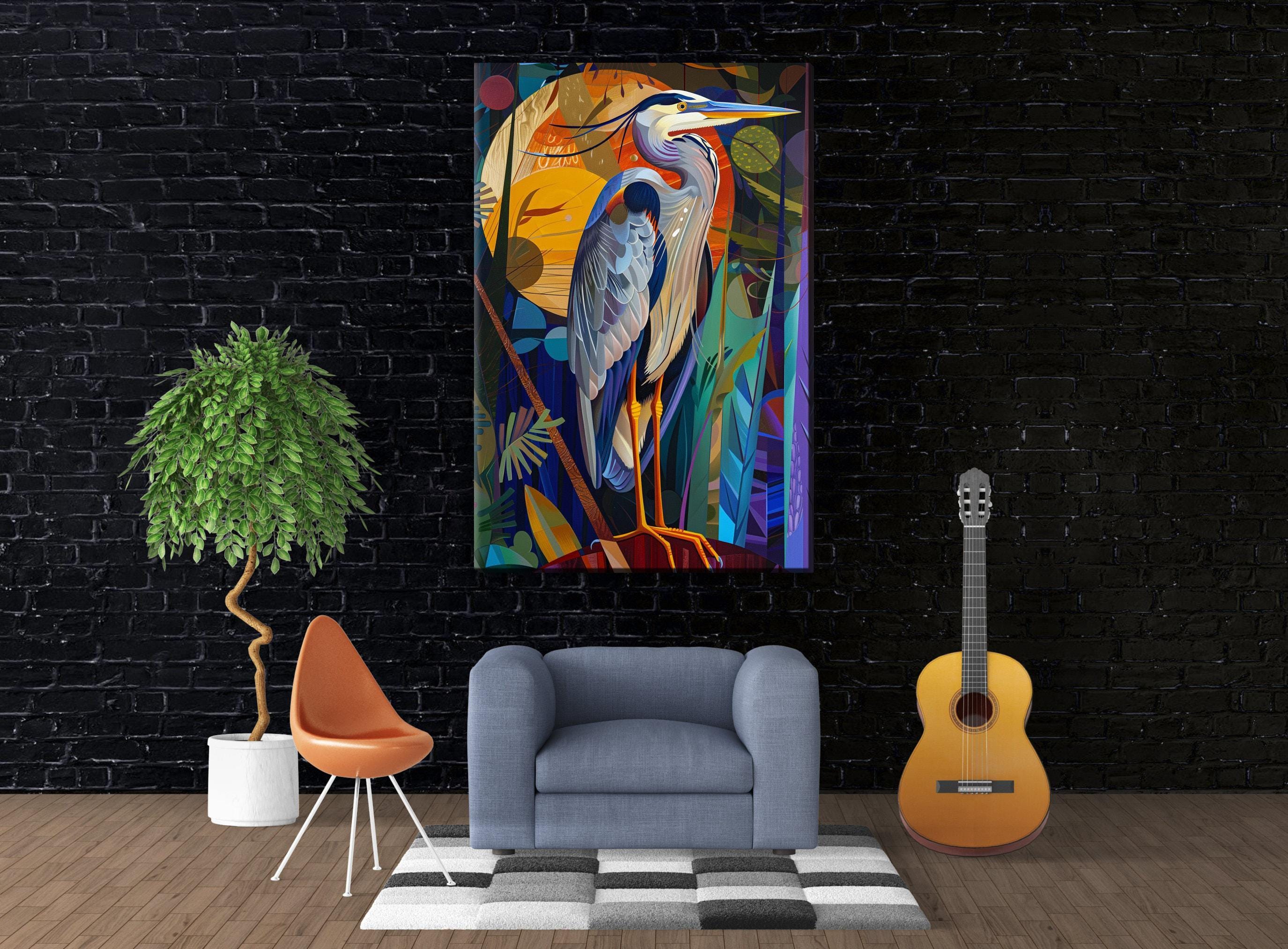 Blue Heron Wall Art – Large Canvas Art | Gallery Wrapped Canvas With Real Wood Frame
