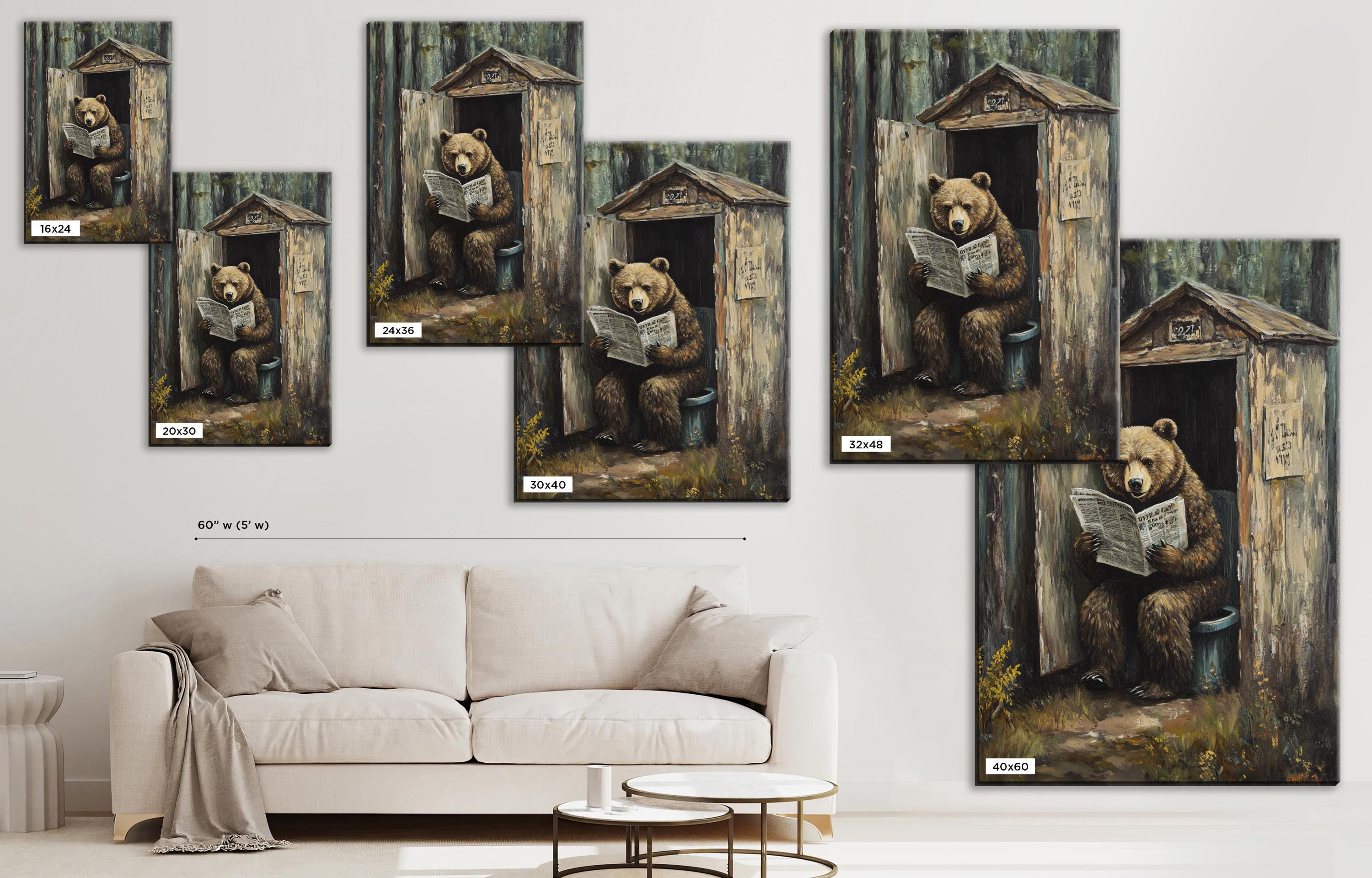 a painting of a bear reading a book