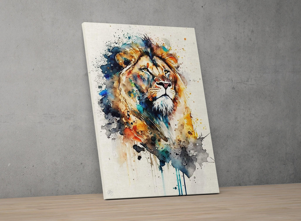 Majestic Lion: Watercolor Lion Wall Art Print, Giclee Print on Canvas, Artist Paper, Watercolor Paper, Available in Extra Large Sizes