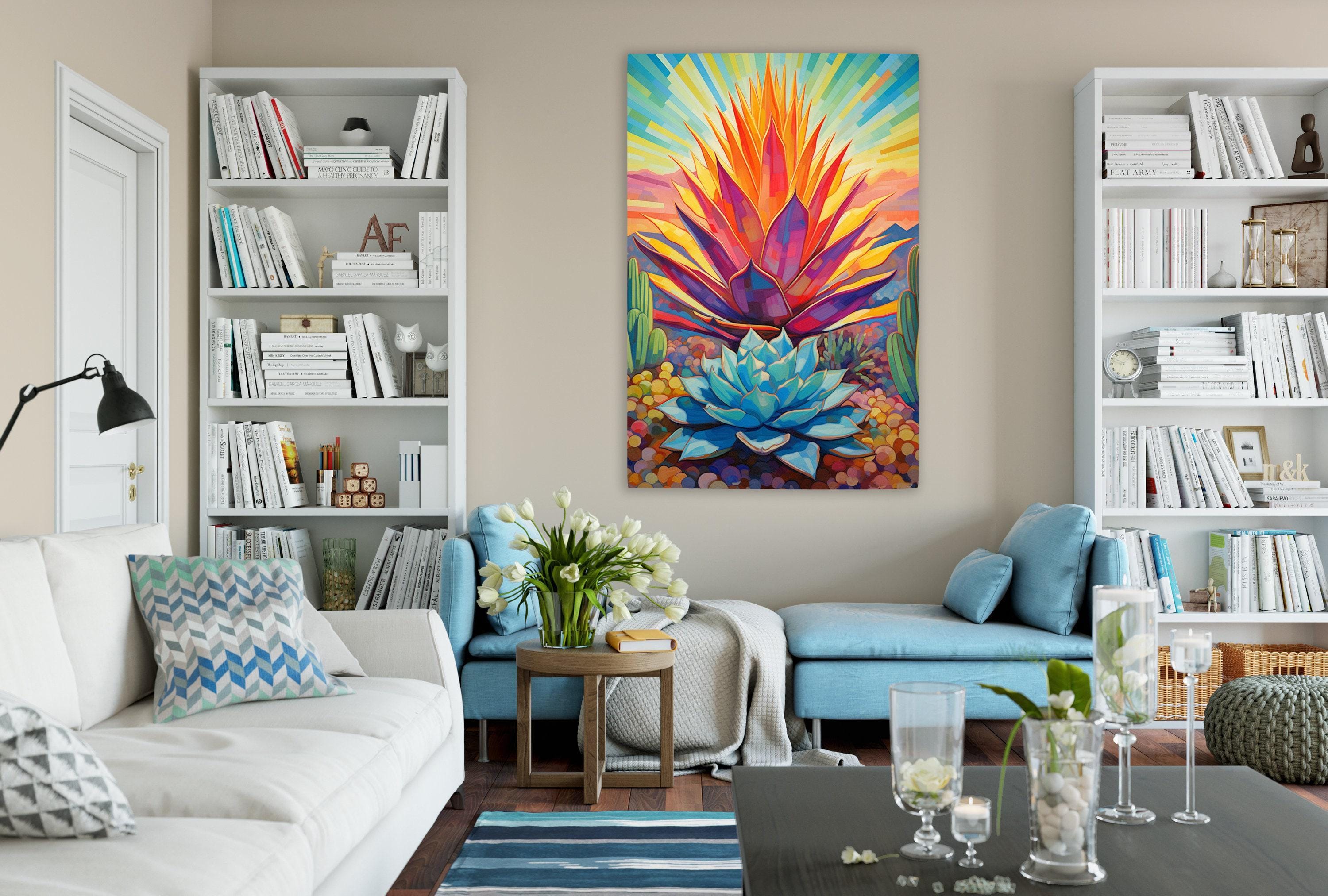 Modern Agave Cactus – Colorful Southwest Wall Art | Gallery Wrapped Canvas Print