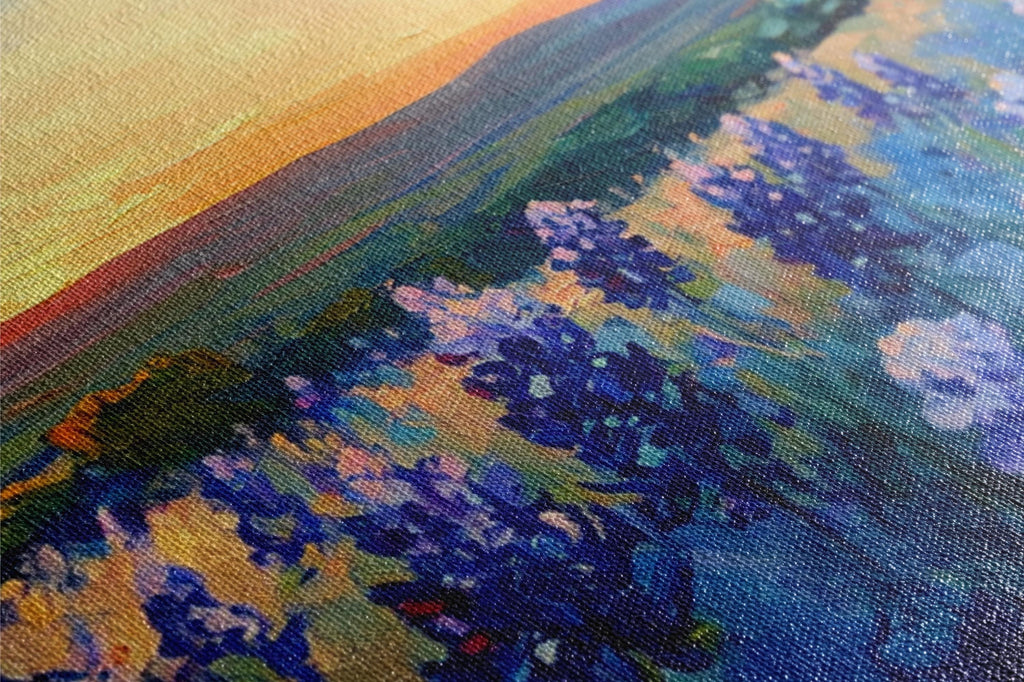 a close up of a painting of flowers