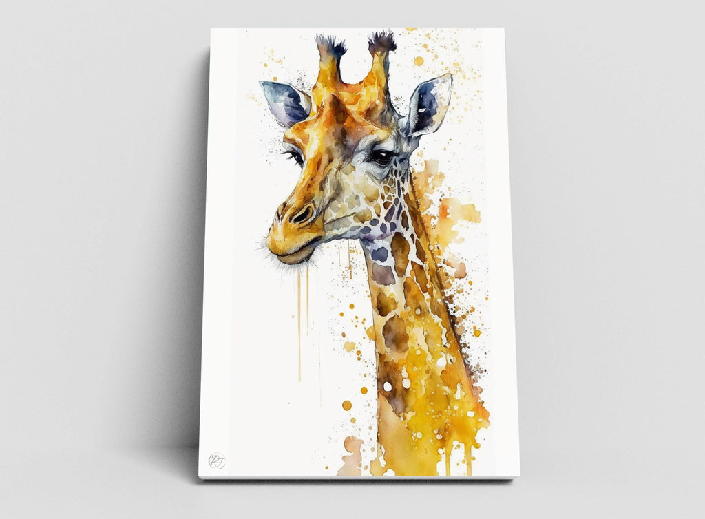 Giraffe Grace: Watercolor Giraffe Wall Art Print, Giclee Print on Canvas, Artist Paper, Watercolor Paper, Available in Extra Large Sizes
