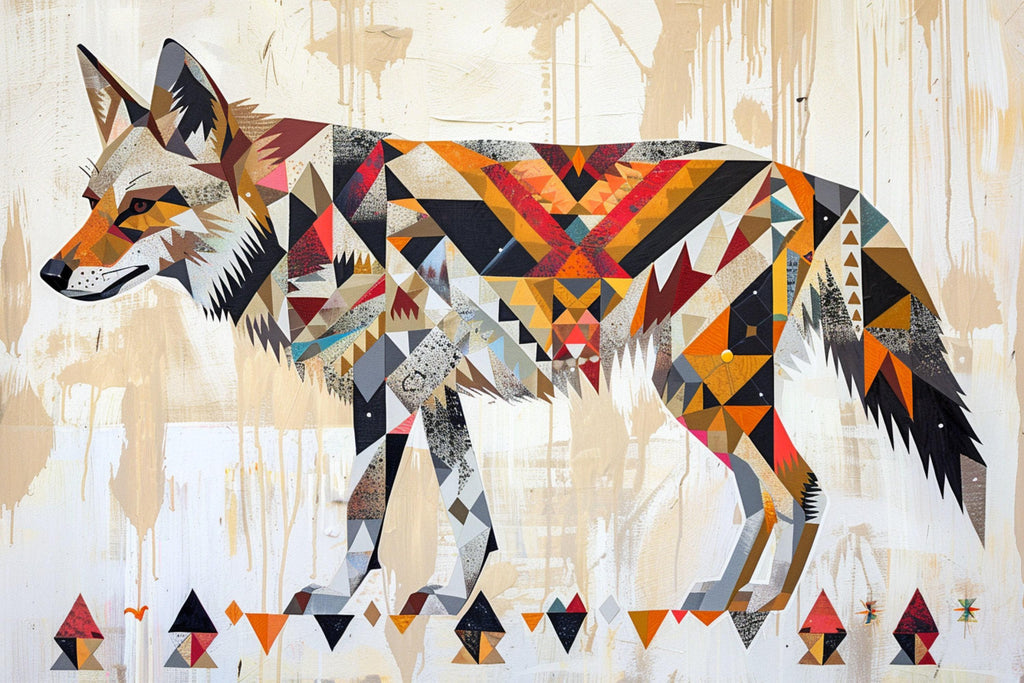 Tribal Coyote Canvas | Native American Art - Large Gallery Wrapped Print