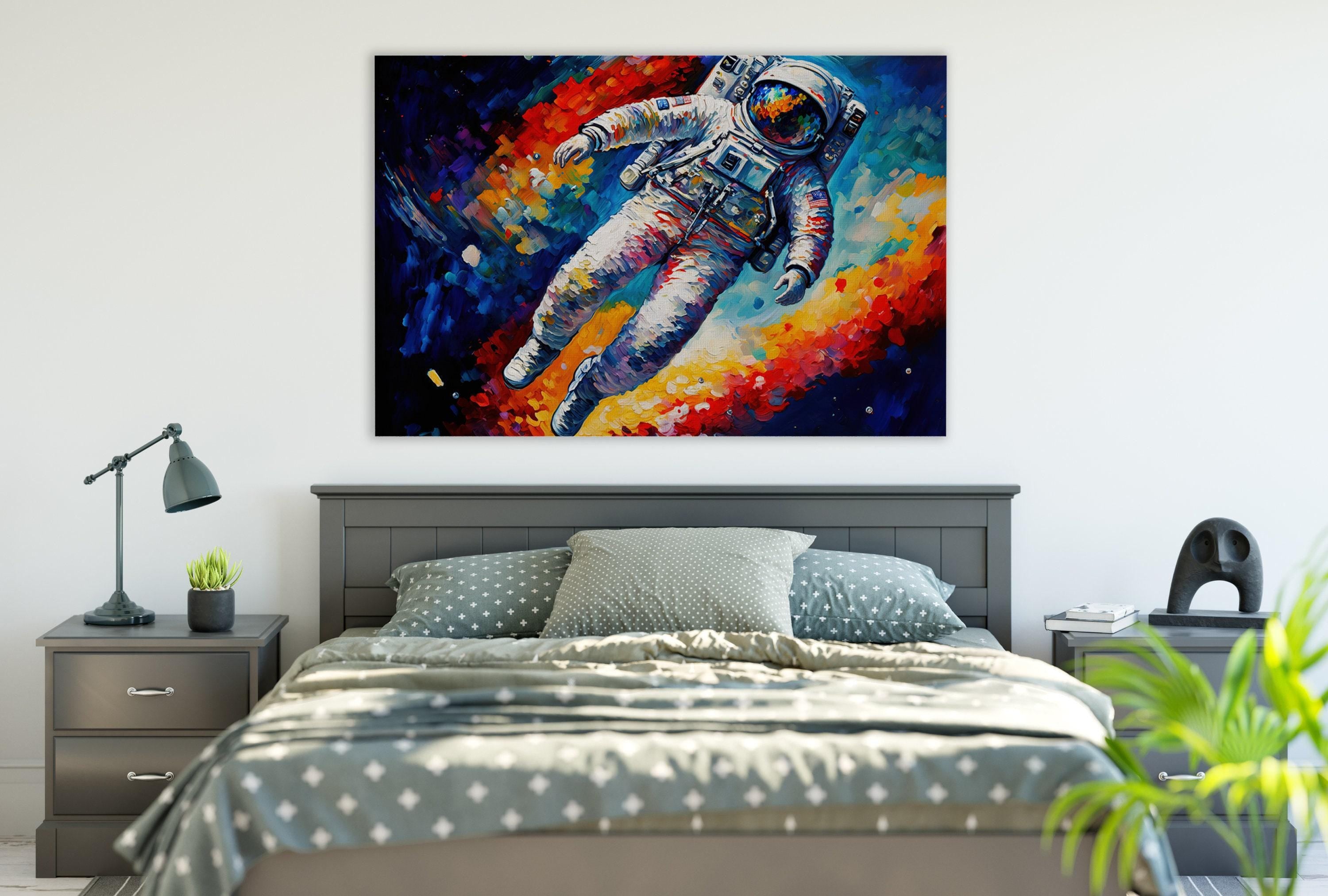 Astronaut Wall Art – Large Canvas Print | Cosmic Space Painting Decor, Ready to Hang