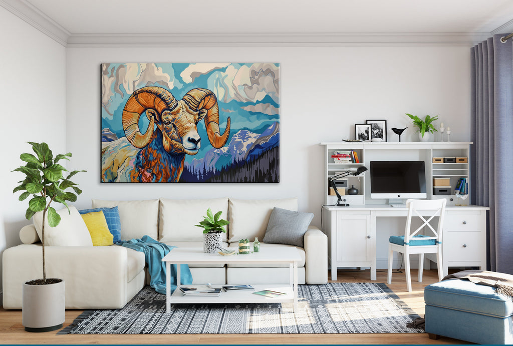 Bighorn Ram Canvas | Wildlife Wall Art - Gallery Wrapped Large Canvas Print