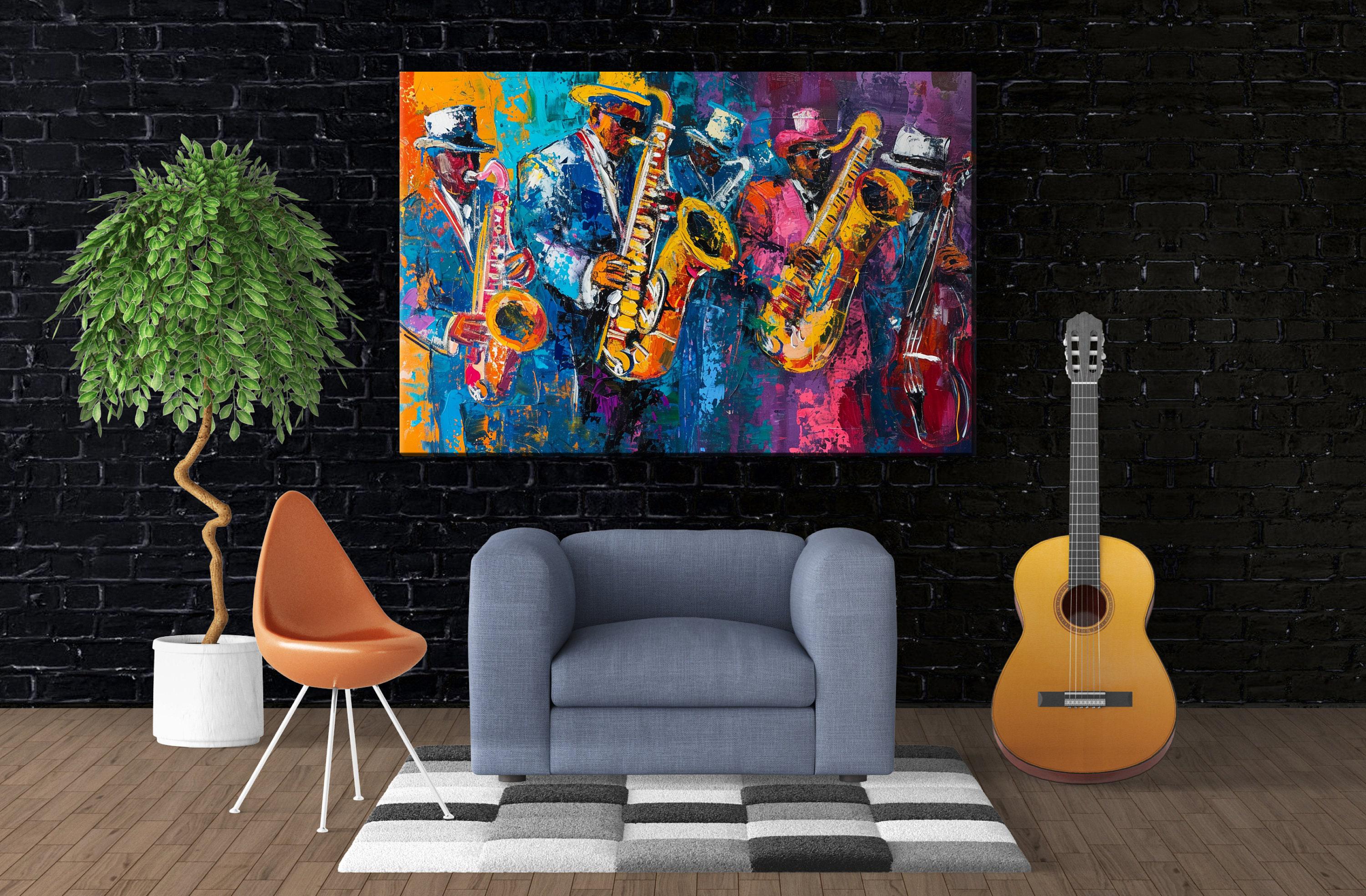 Jazz Wall Art – Vibrant Saxophone Wall Decor on Gallery Wrapped Canvas, Ready to Hang