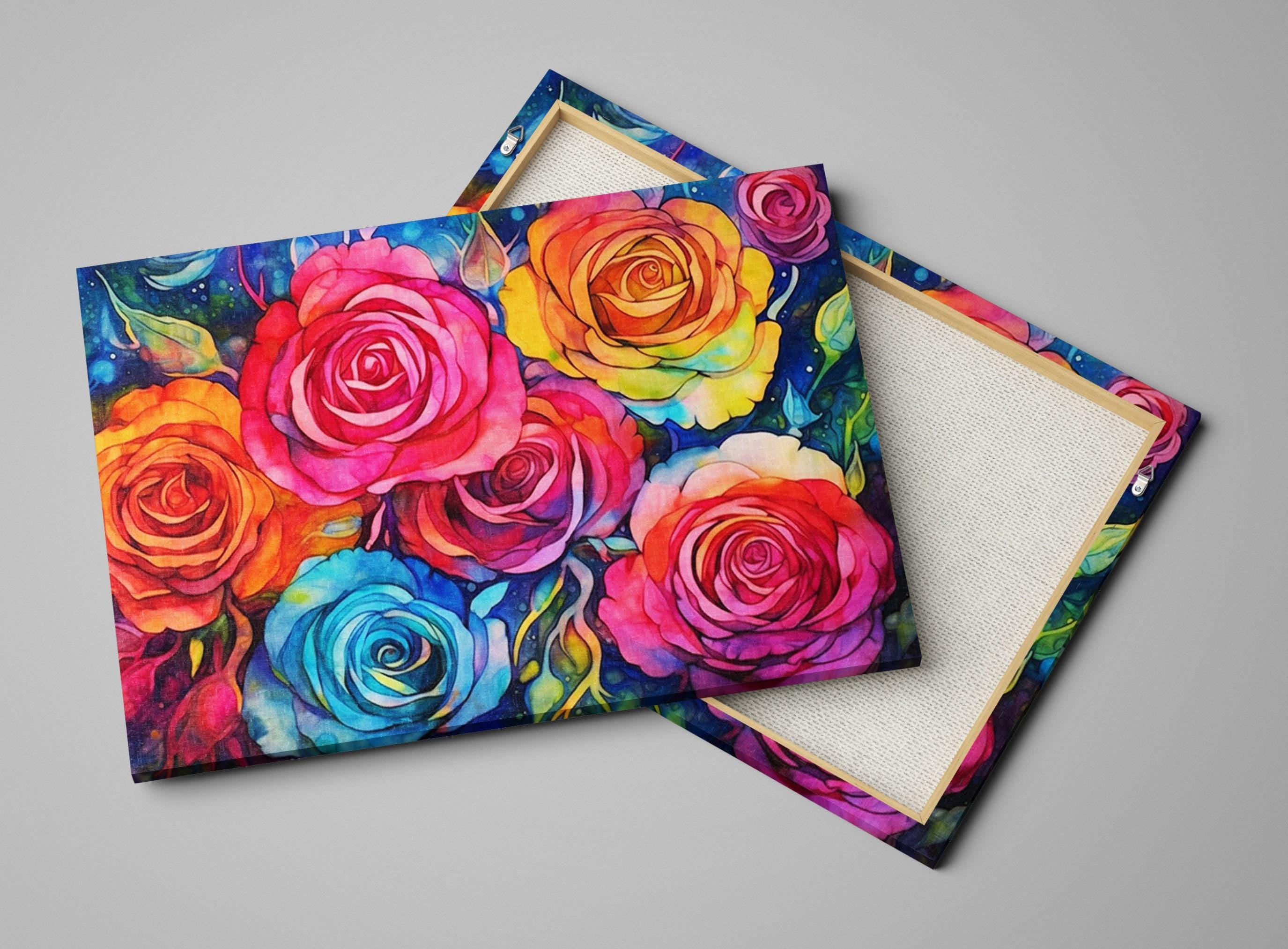 Modern Rose Wall Art - Vibrant Floral Canvas Art | Large Canvas Print