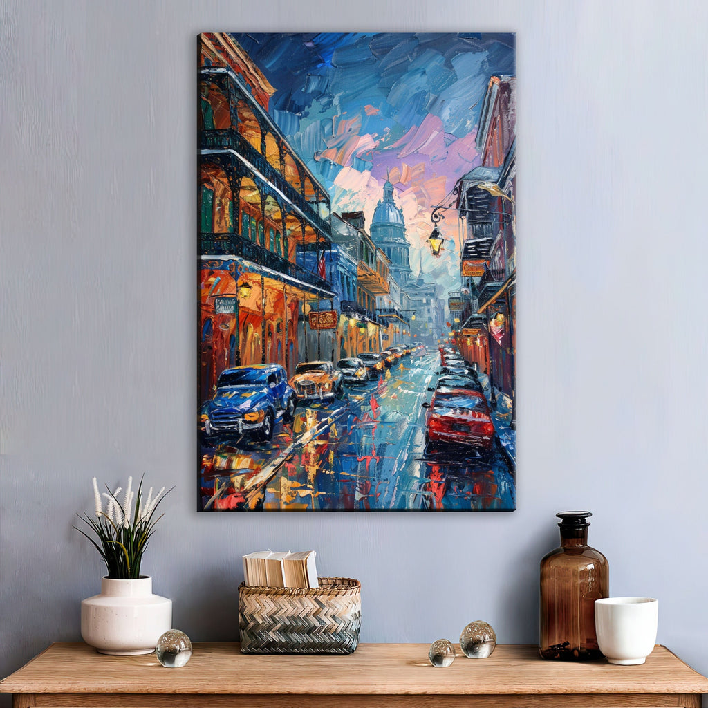 New Orleans Wall Art – Vintage Canvas Art, Gallery Wrapped Sunset Cityscape Print