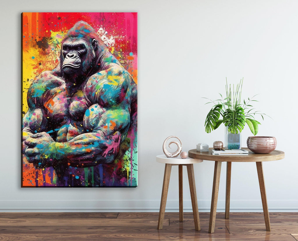 Muscle Gorilla Art – Vibrant Gym Wall Art Canvas | Gallery Wrapped, Ready to Hang