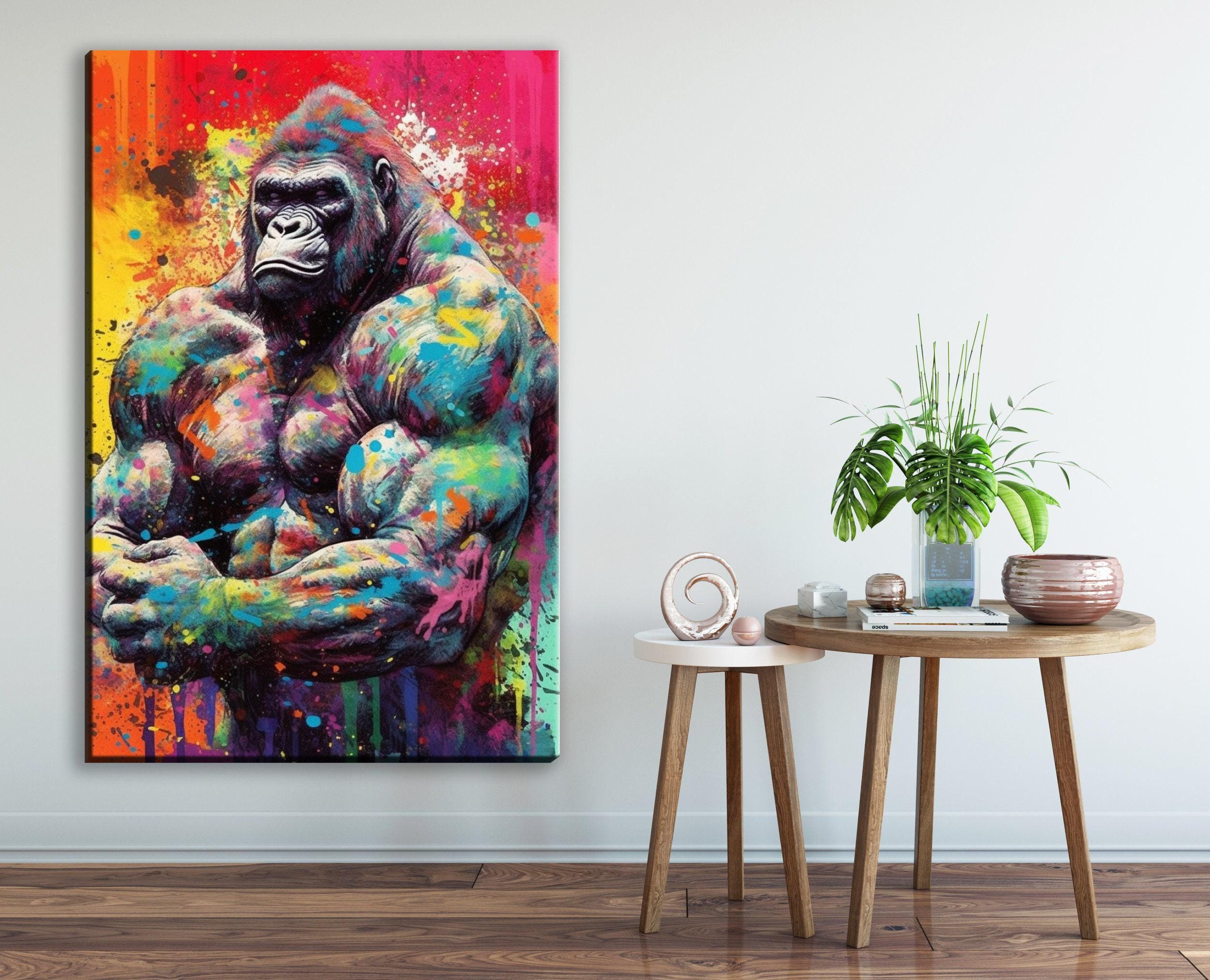 Muscle Gorilla Art – Vibrant Gym Wall Art Canvas | Gallery Wrapped, Ready to Hang