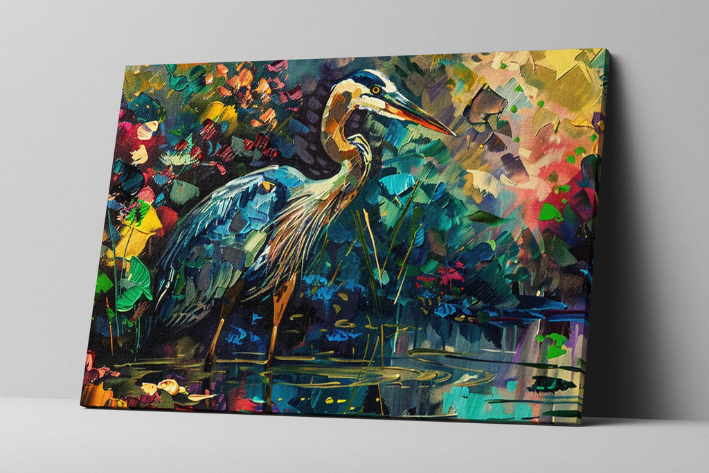 Blue Heron Canvas Print – Large Gallery Wrapped Canvas With Vibrant Wildlife Art