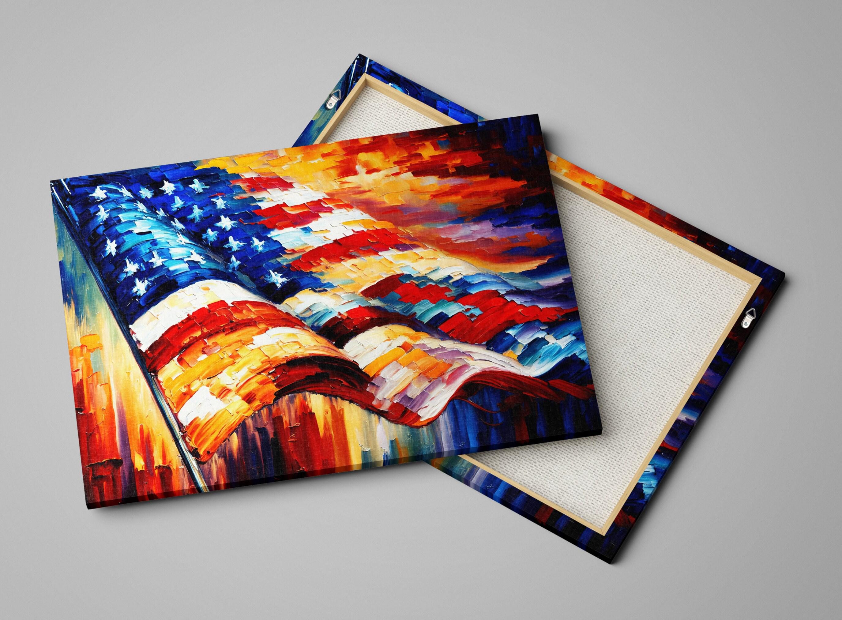 American Flag Canvas - Vibrant Patriotic Wall Art With Scratch Resistant Coating