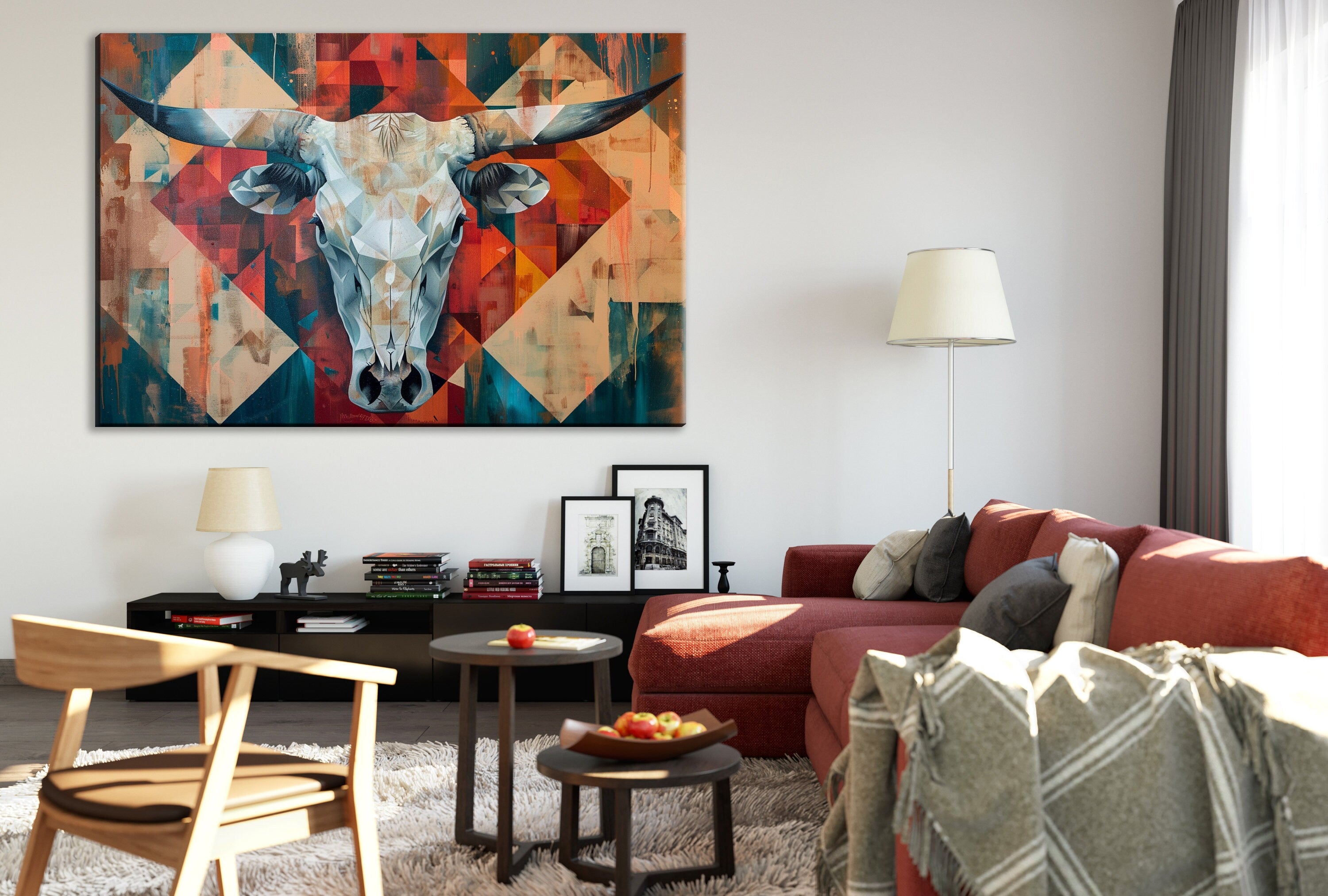 Cow Skull Wall Decor – Modern Large Canvas Art | Gallery Wrapped Canvas Print