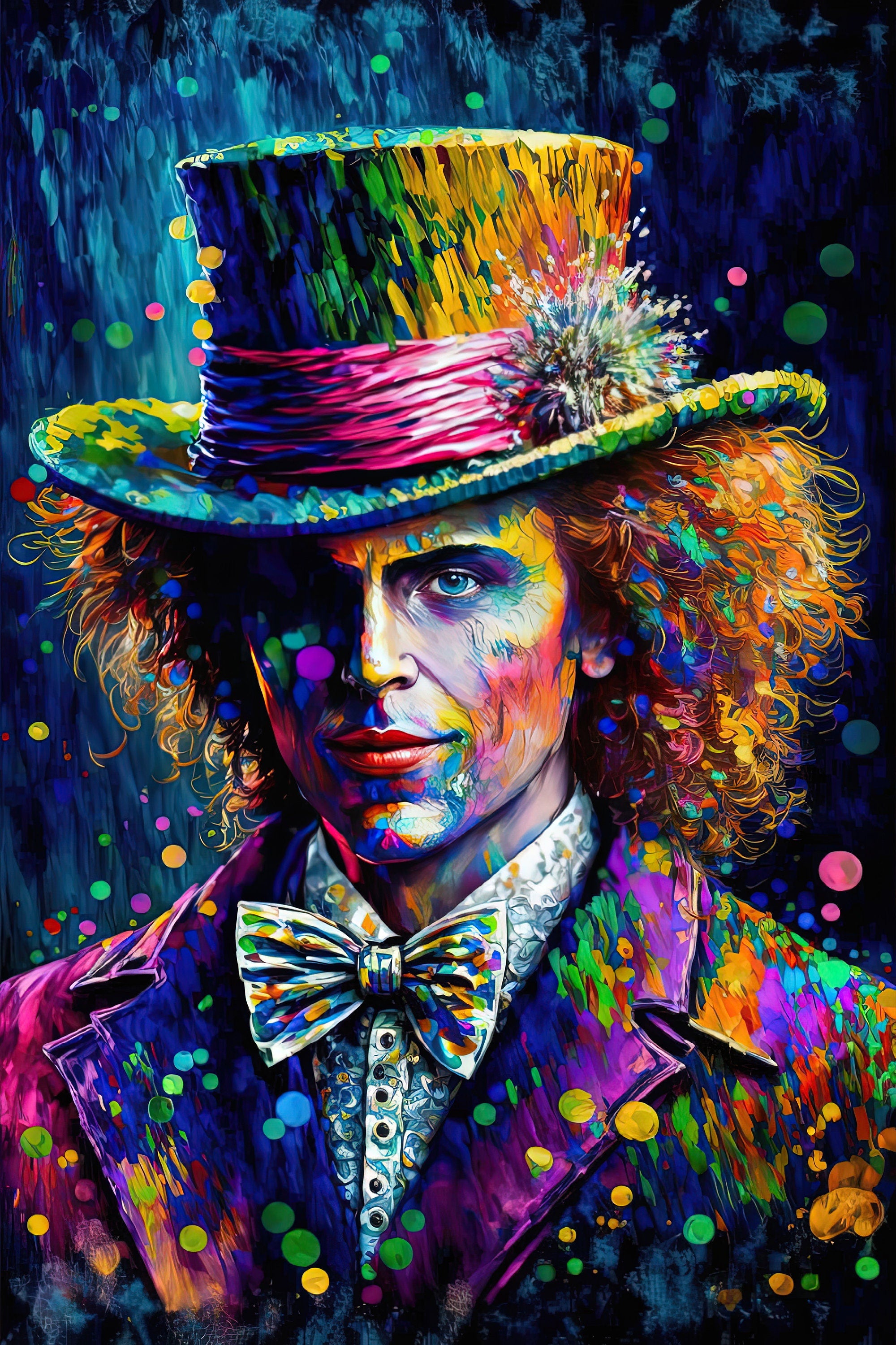 Mad Hatter Wall Art – Vibrant Fantasy Painting on Gallery Ready Canvas Print