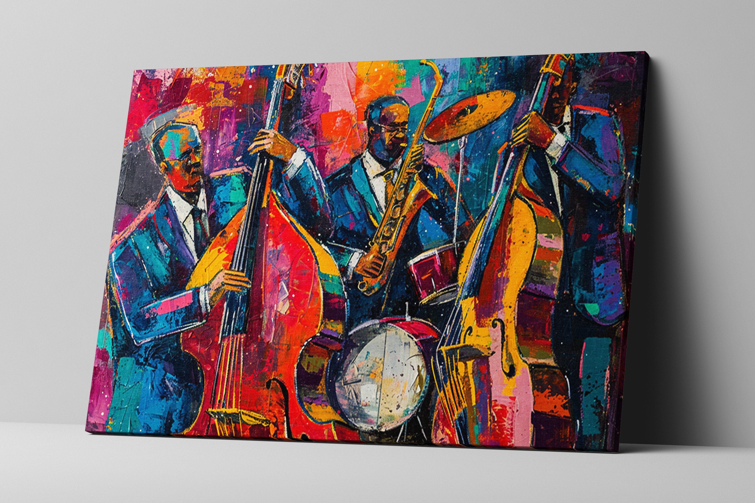 Jazz Wall Art – Energetic Live Jazz Scene Canvas Print | Gallery Wrapped, Ready to Hang