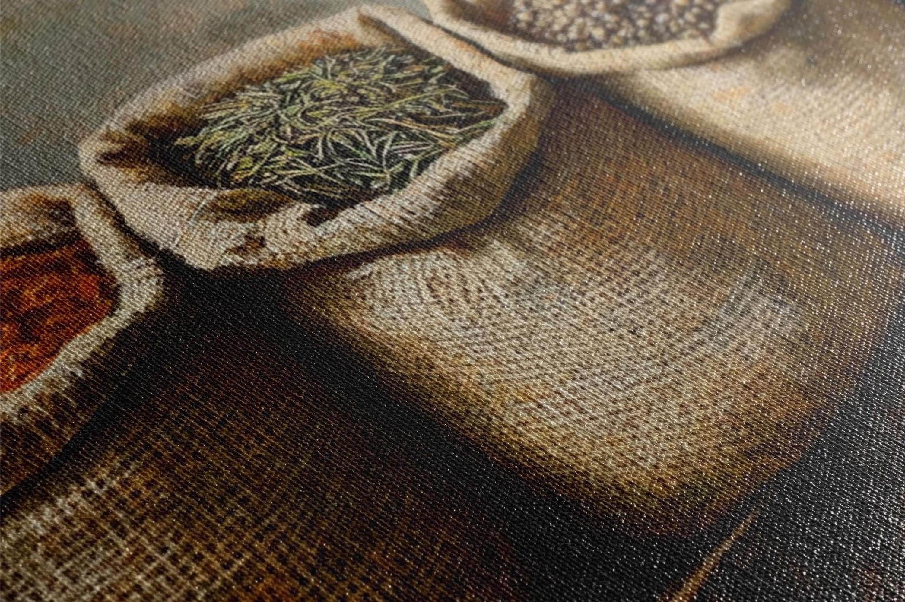 a painting of two bags of spices