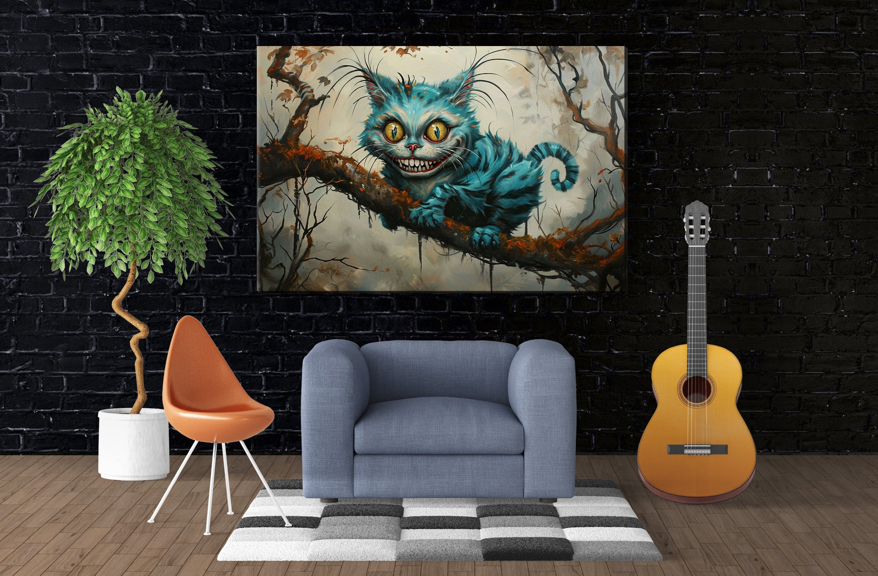 Cheshire Cat Wall Art - Gallery Wrapped Canvas Print with Scratch Resistant Coating