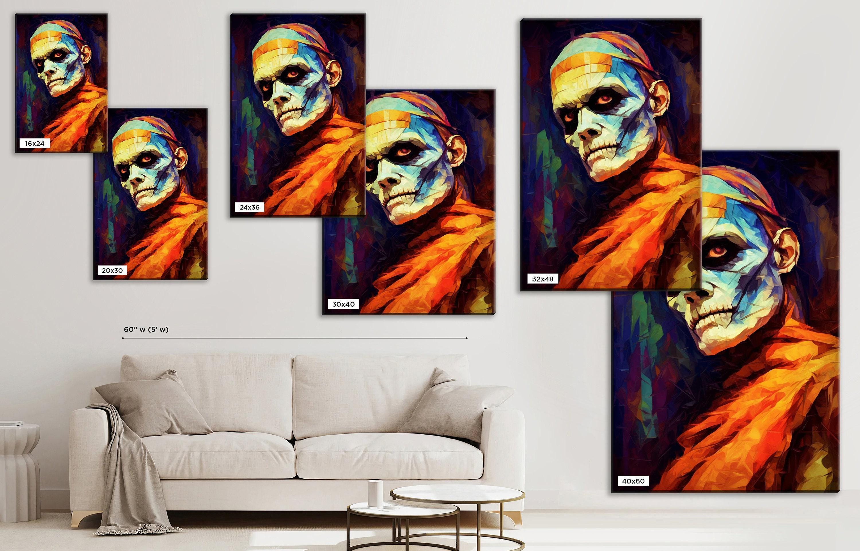 Halloween Mummy Wall Art - Scary Mummy Decor on Large Gallery Wrapped Canvas