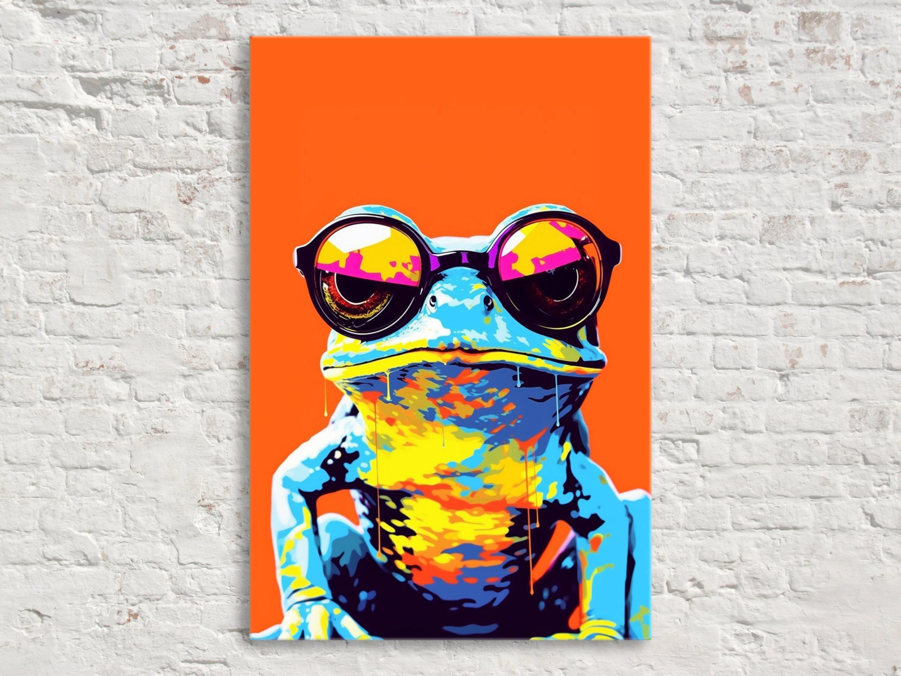 Hipster Frog Canvas – Large Gallery Wrapped Canvas Print with Funny Frog Art