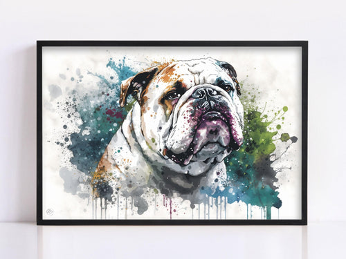 Adorable Bulldog Expression: Watercolor Wall Art, Giclee Print on Canvas, Artist Paper, Watercolor Paper, Available in Extra Large Sizes