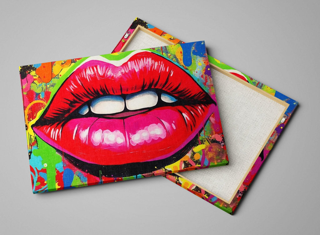 Pop Art Lips - Urban Street Art Canvas Wall Decor | Large Spraypaint Acrylic Print