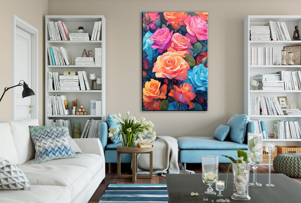 Pastel Rose Canvas – Large Floral Bouquet Art | Gallery Ready Canvas Print