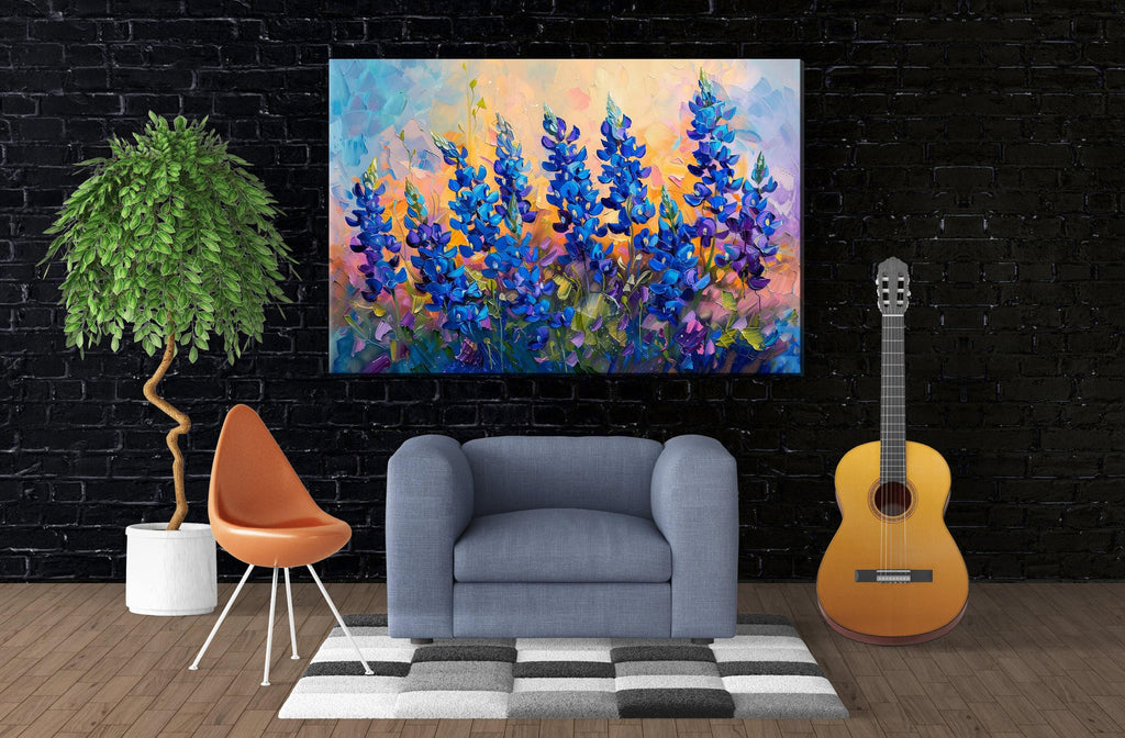 Bluebonnet Meadow Art - Texas Floral Giclée | Large Gallery-Wrapped Canvas Print