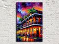 New Orleans Canvas Art - Vibrant Bourbon Street Painting on Real Wood Frame