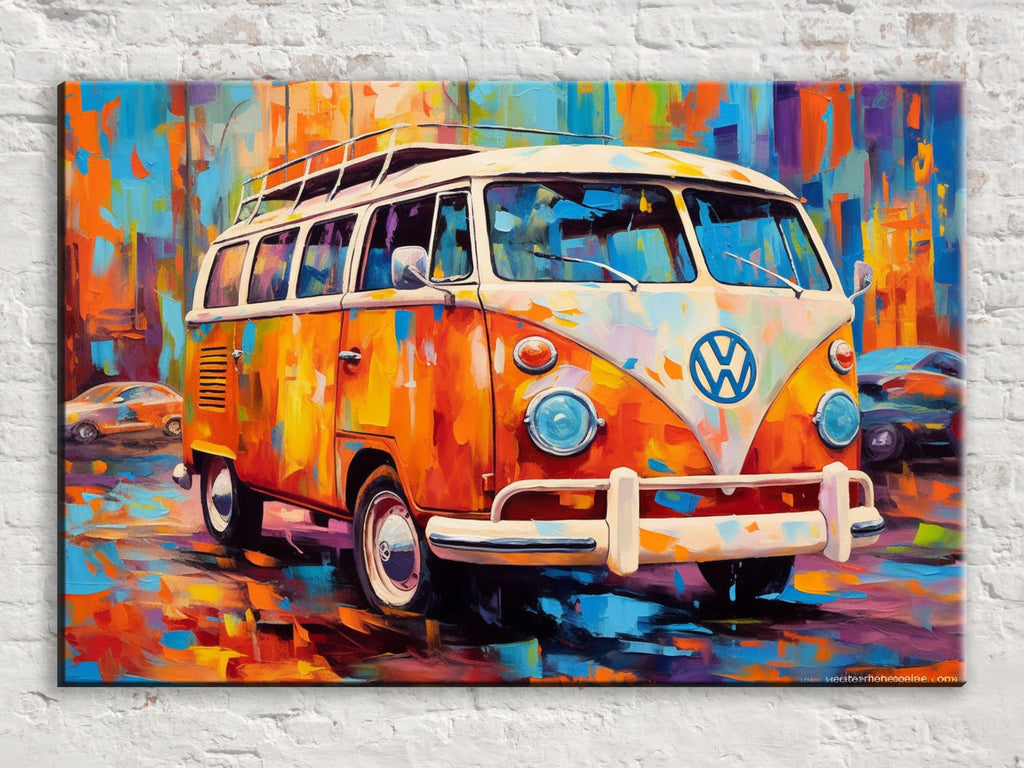 Volkswagen Bus Canvas | Retro VW Bus Art on Gallery Wrapped Canvas - Large Wall Art