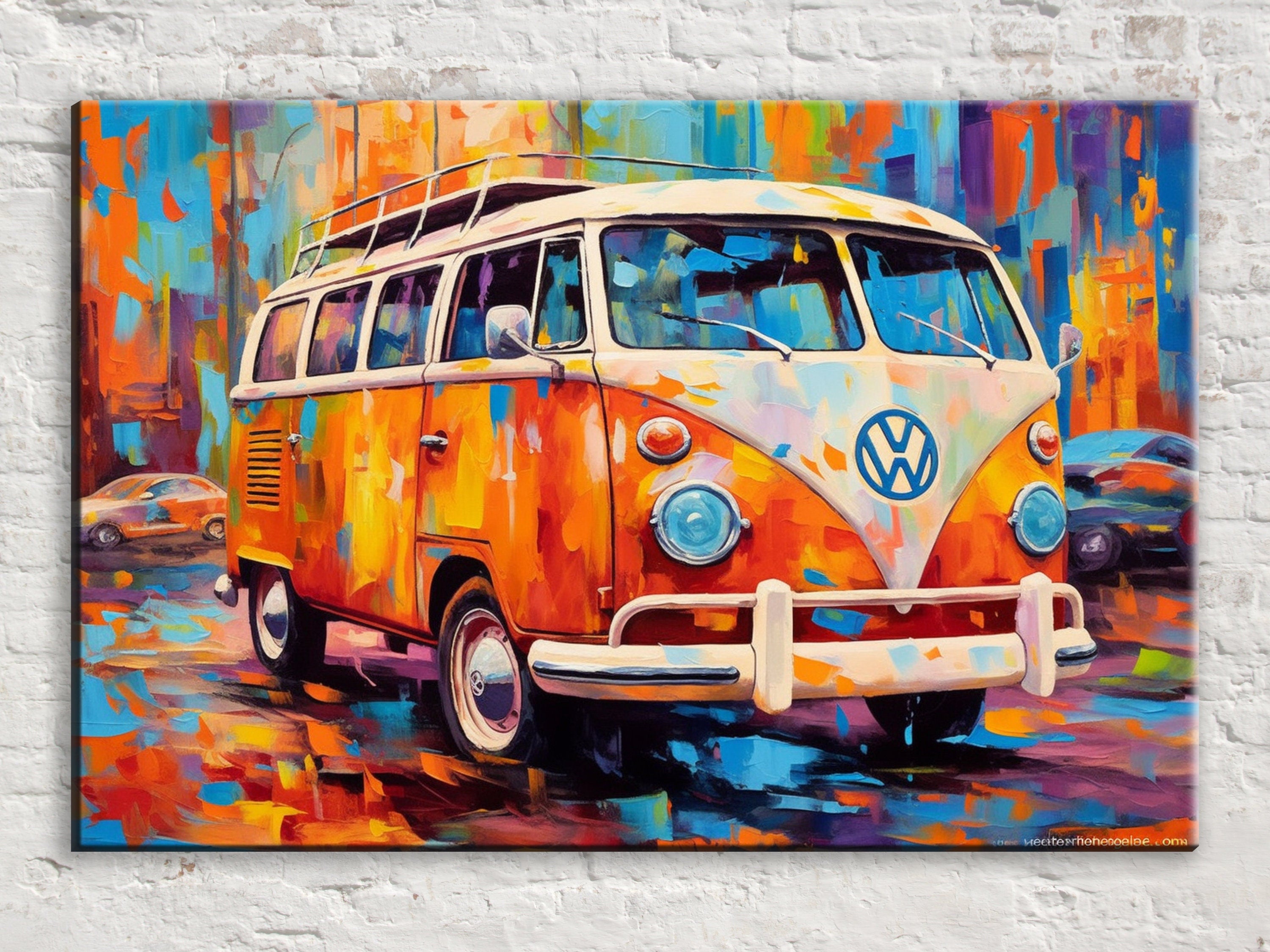 Volkswagen Bus Canvas | Retro VW Bus Art on Gallery Wrapped Canvas - Large Wall Art